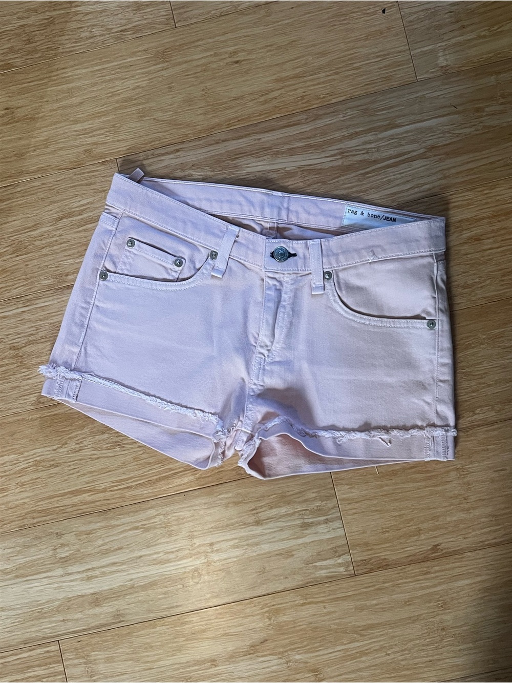 rag & bone Pastel Pink Denim Cutoff Shorts